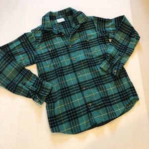 HANNA ANDERSSON forest green plaid button down